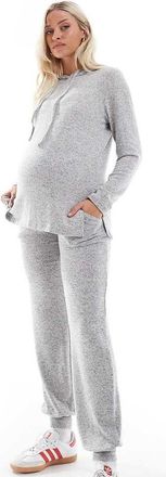 Mama Licious Mamalicious Maternity cuffed jersey sweatpants in light gray melange - part of a set