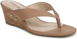 Life Stride Stella Wedge Flip Flop in Bamboo Tan Suede at Nordstrom, Size 7.5