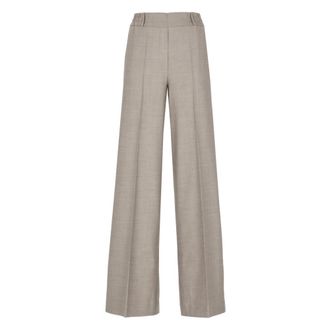 D.exterior Wollen wijde broek - Dames - Broeken - Beige - Maat: XS Wol