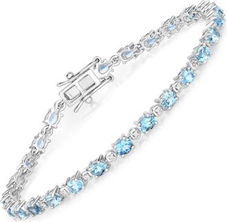 Diana M. Jewels Aquamarine Oval 4x3mm - 26Pcs + White Diamond F/C Round 1mm ( I1/HI Color ) - 26Pcs ( Box Lock With Double Safety )