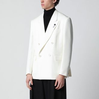 Lardini White viscose double-breasted suit