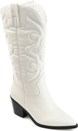 Journee Collection Chantry Western Boot in White at Nordstrom Rack, Size 9.5 Wide Calf