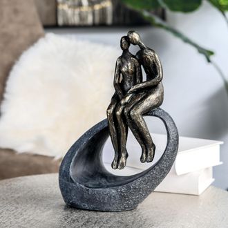 Casablanca Design Dekofigur »Skulptur Moment, bronzefarben/grau« Dekoobjekt, Höhe 27, Pärchen, mit Spruchanhänger, Wohnzimmer