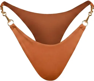 Brunna.Co The Segara High-Cut Recycled Bikini Bottom in Sienna Brown at Nordstrom, Size Medium