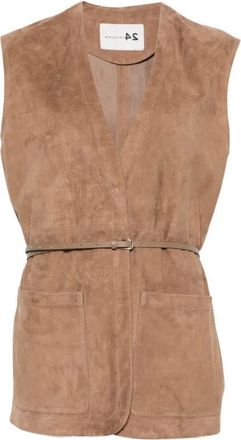 Manzoni24 Suede Vest With Leather Belt
