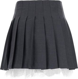 Self Portrait Womens Skirt With Lace Trim, Grey
