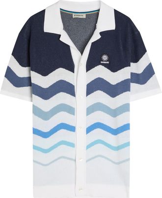 Sandbanks Sandbanks Gradient Pattern Knit Cotton Shirt - Blue - XL