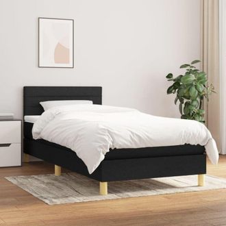 vidaXL Cama Box Spring Con Colch&oacute;n Tela Negro 90x200 Cm Vidaxl