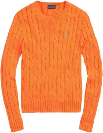 Polo Ralph Lauren Julianna Ronde Hals Knit - Dames - Ronde hals truien - Oranje - XS - Katoen - Truien & Vesten