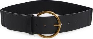 Linea Pelle Round Buckle Wide Belt in Black at Nordstrom Rack, Size X-Large