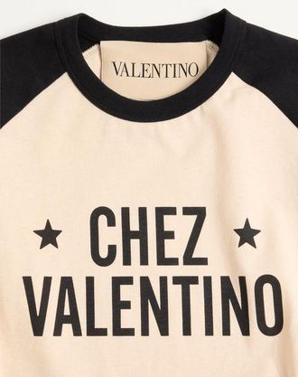 Valentino T-Shirt In Cotone Con Stampa Chez Valentino Uomo BURRO/NERO 3XL