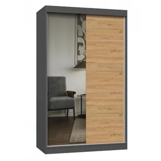 Hucoco Hucoco - Paolo - Armadio 2 Ante Scorrevoli - 1 Specchio - Larghezza 120 Cm - Cabina Armadio 2 Ante