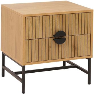 Hhg Comodino HHG-263, tavolino dappoggio comodino armadietto, cassetto melamina MDF metallo 50x48x39cm, naturale