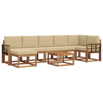 vidaXL Conjunto De Sof&aacute;s De Exterior Con Coj&iacute;n 8 Pcs Natural Y Beige Vidaxl
