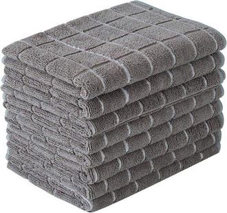 OEM 8 Piezas, Pa&ntilde;o De Cocina, Pa&ntilde;o De Cocina, Toalla, Pa&ntilde;os A Cuadros, Pa&ntilde;o De Cocina, Toallas De Mano, Microfibra, 30x30 Cm, A Cuadros, Suave, Gris