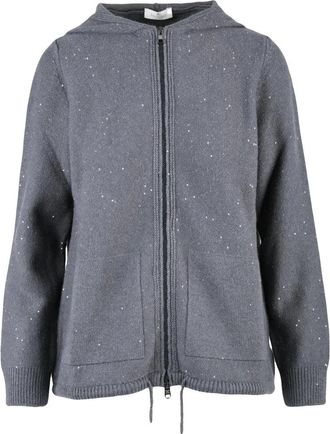 PANICALE Sequin Zip Cardigan - Grey