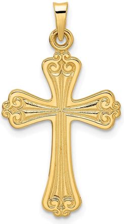 Diamond2Deal 14k Yellow Gold Polished Solid Fancy Design Cross Pendant