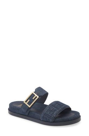 Fendi Feel Footbed Slide Sandal in Blue at Nordstrom, Size 10.5Us
