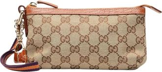 Gucci Pre-owned Clutches, female, Brown, Size: ONE SIZE Pre-owned Small Zip Pouch