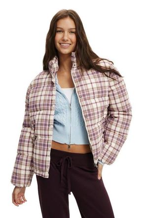 Cotton On Womens Aspen Puffer Jacket in Emma Check at Nordstrom, Size Xx-Small