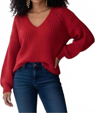 Lucky Brand V-Neck Sweater In Red