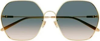 Chlo&eacute; 61mm Gradient Irregular Round Sunglasses in Gold at Nordstrom