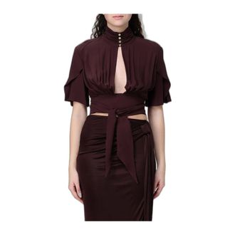 Elisabetta Franchi Georgette Viscose Blouse - Dames - Blouses & Shirts - Bruin - Maat: XS Viscose