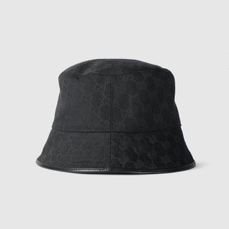 Gucci GG Cotton Canvas Bucket Hat, Black, Fabric