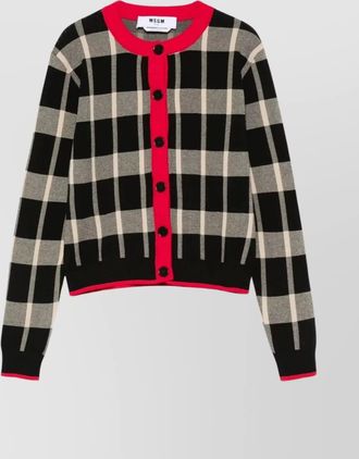 Msgm crew neck checked pattern knitwear