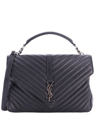 Saint Laurent Classic Monogram College Bag Matelass&eacute; Chevron Large (Authentic Pre-Loved)