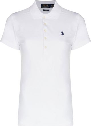 Ralph Lauren White Julie Embroidered Logo Polo Shirt