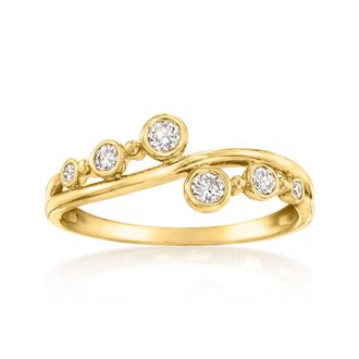 Ross-Simons Lab-Grown Diamond Asymmetrical Wave Ring in 18kt Gold Over Sterling