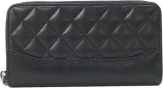Chanel Black Leather Long Wallet (Bi-Fold) (Pre-Owned)
