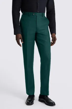 Moss Slim Fit Emerald Twill Linen Trousers