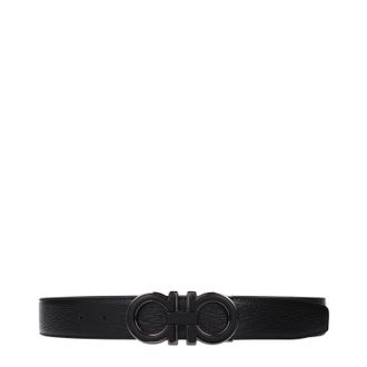 Ferragamo Herrens G&uuml;rtel Leder Schwarz/Nachtblau