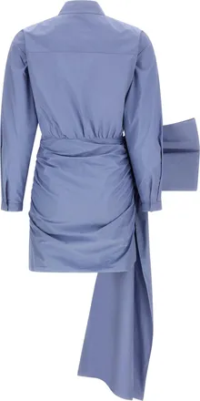 Self Portrait Cotton Tie-Side Mini Dress - blue