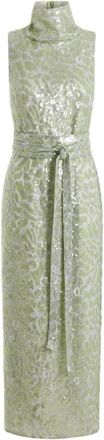 16Arlington Mona Sequin Midi Jurk - Dames - Feestkleedjes - Groen - S - Polyester - Kleedjes