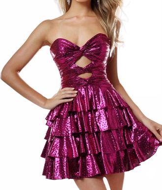 Jovani Tatum Homecoming Sequin Mini Dress In Fuchsia