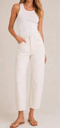 Joe's High Waist Ankle Barrel Leg Jean In Ecru