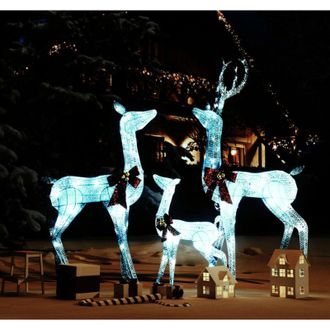 vidaXL Furniture Limited - Figuras Familia De Renos De Navidad Blanco Y