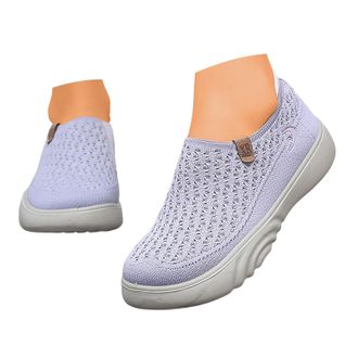Generic Womens Woven Orthopedic Shoes Slip On Sneakers Women Breathable Mesh Knitted Low Top Arch Support Walking Shoes Lightweight Non-Slip Tennis Running Sp
