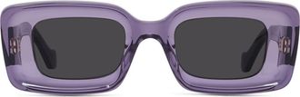 Loewe Chunky Anagram 46mm Rectangular Sunglasses in Violet/Other /Smoke at Nordstrom