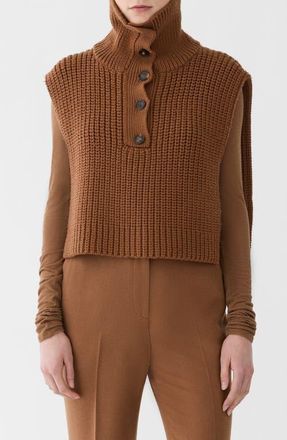 Lafayette 148 New York Merino Wool Button Front Dickie in Vicuna at Nordstrom