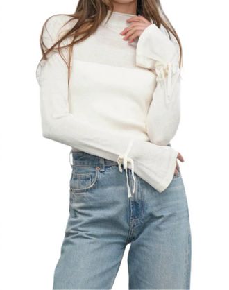 Greylin Valerie Sheer Yolk Knit Top In Ivory