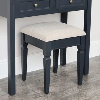 Melody Maison Navy Black Cushioned Dressing Table Stool - Daventry Navy Black Range