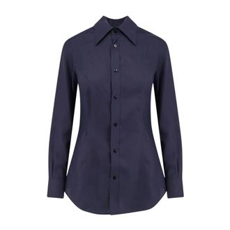 Gucci Zijden Poplin Shirt - Dames - Blouses & Shirts - Blauw - Maat: S Zijde