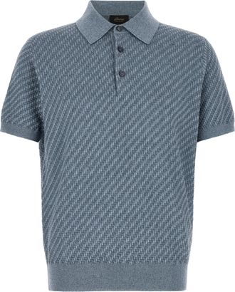 Brioni Blue Cotton Polo Mens Shirt