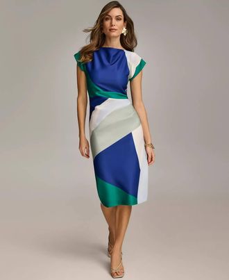 DKNY Colorblock Sheath Dress In Blue Multi