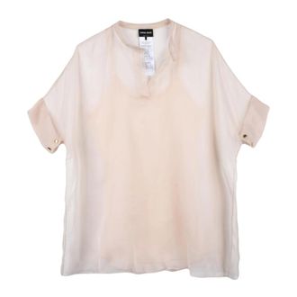 Giorgio Armani Blouse met Top - Dames - Blouses & Shirts - Beige - Maat: S Zijde