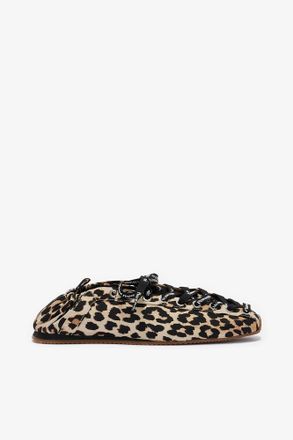 Ganni Sporty Ballerina in Leopard - Size 35 Mixed